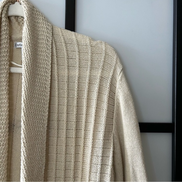[M] Croft & Barrow Beige Coastal Long Sleeve Creme Knit Spring Cardigan - Picture 5 of 13